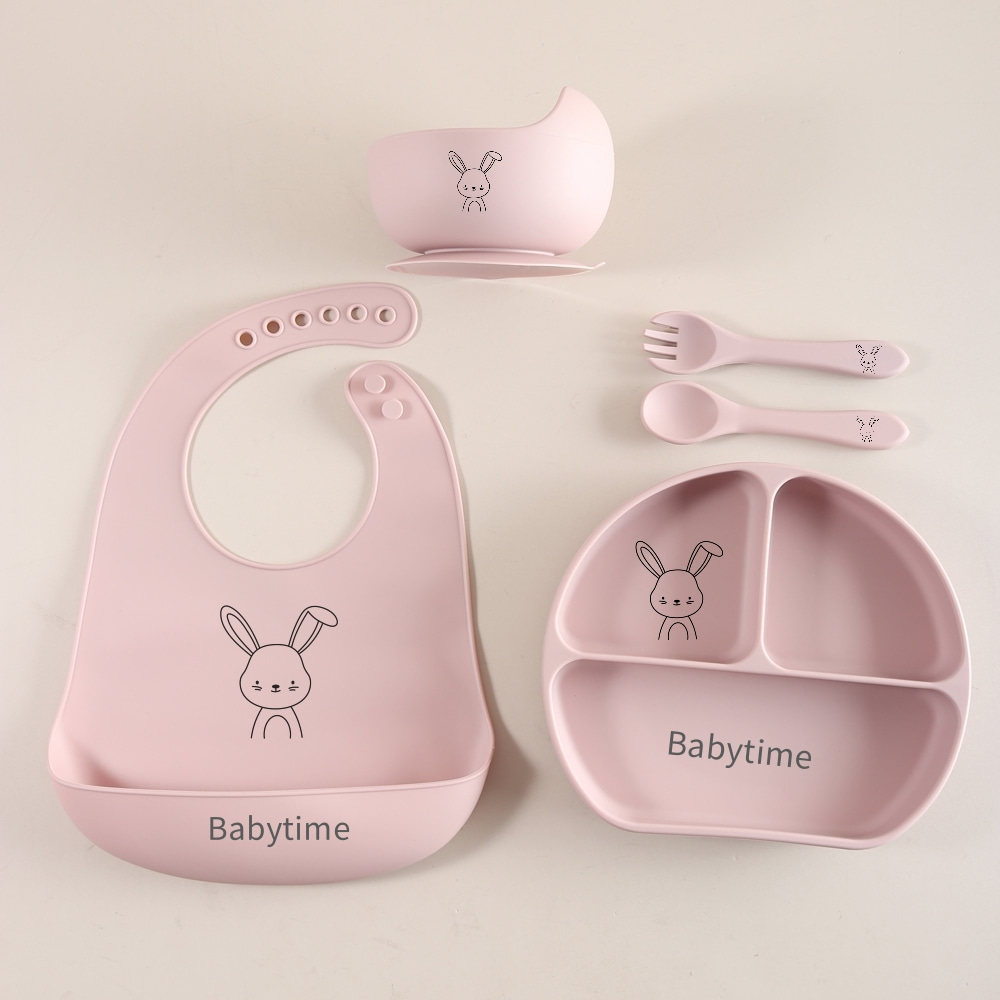 Silicone Baby Bibs - Set Peralatan Makan Bayi Kelinci 5