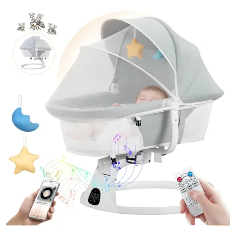 Baby Swing Bouncer - Ayunan Bayi Elektrik dengan Remote Bluetooth,
